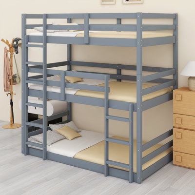 Lit superposé triple détachable avec deux échelles et barrières de sécurité pour des arrangements de sommeil flexibles