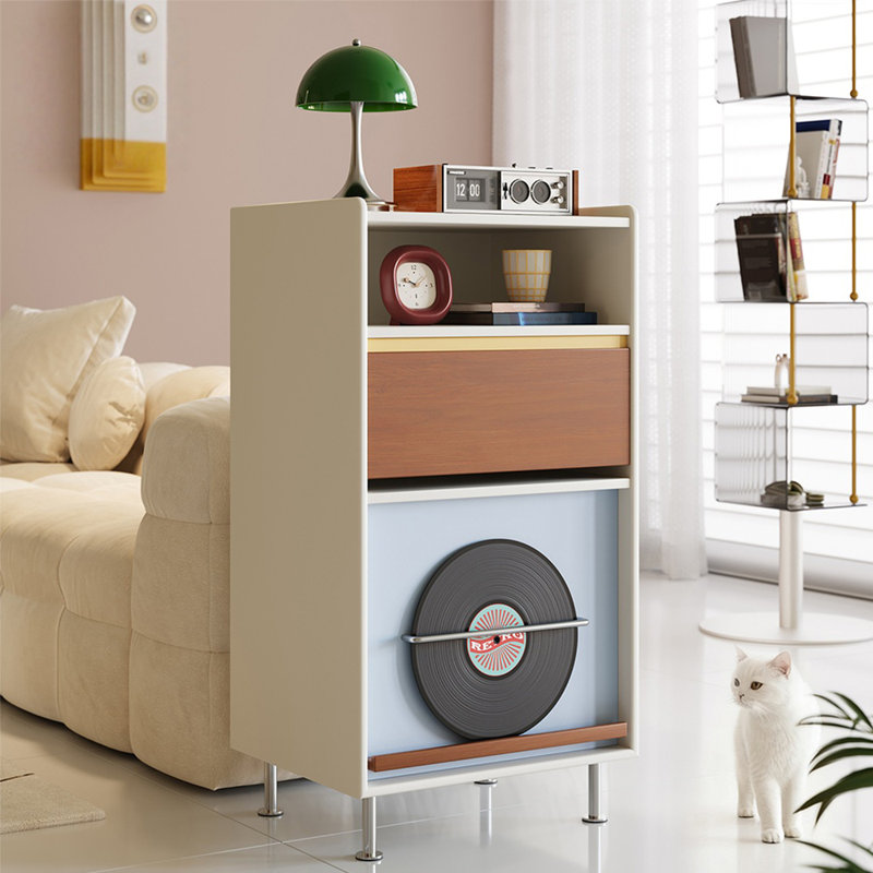 Un buffet en bois massif de style moyen, Bleu / noir / brun / blanc