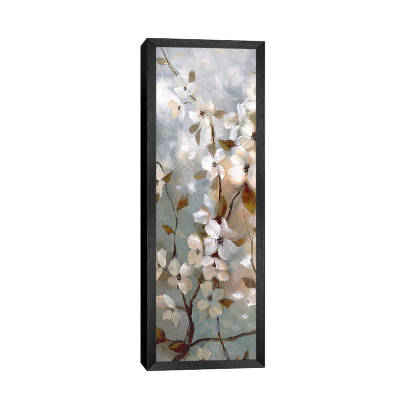 Blossoms Of Spring I by Nan - Panoramic Painting on Canvas, 30.48 cm H x 91.44 cm W, Black Framed