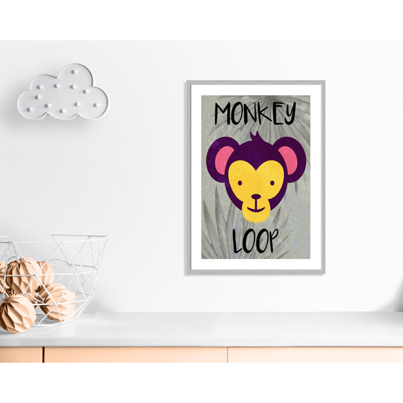 «Monkey Loop», impression sur papier, H 34,5 po x l 24 po x P 1,18 po, Encadré de boîte argent