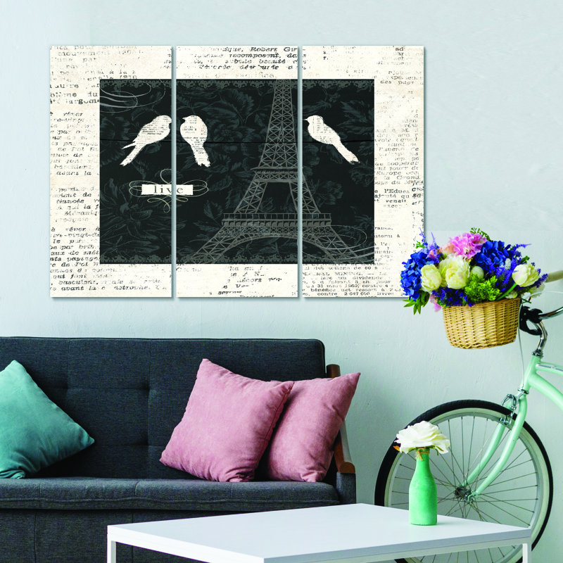 « paris rétro collage ii », impression sur toile, image multi-pièce, H 28 po x l 36 po x P 1 po