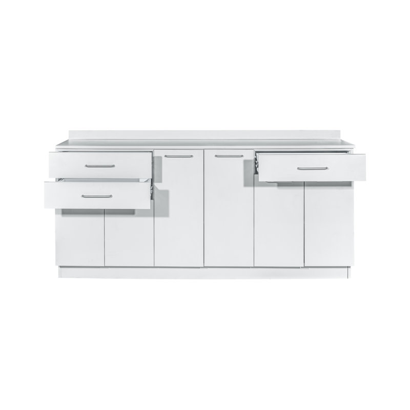 Armoire médicale de cuisine de base prête à assembler, 72 po L, 6 portes, 4 tablettes réglables et 3 tiroirs