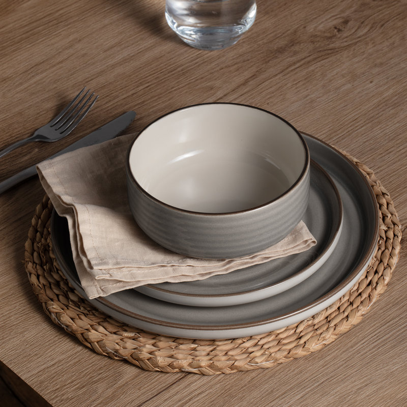 Ensemble de vaisselle et assiettes 12 pièces Famiware Uranus, Gris quartz