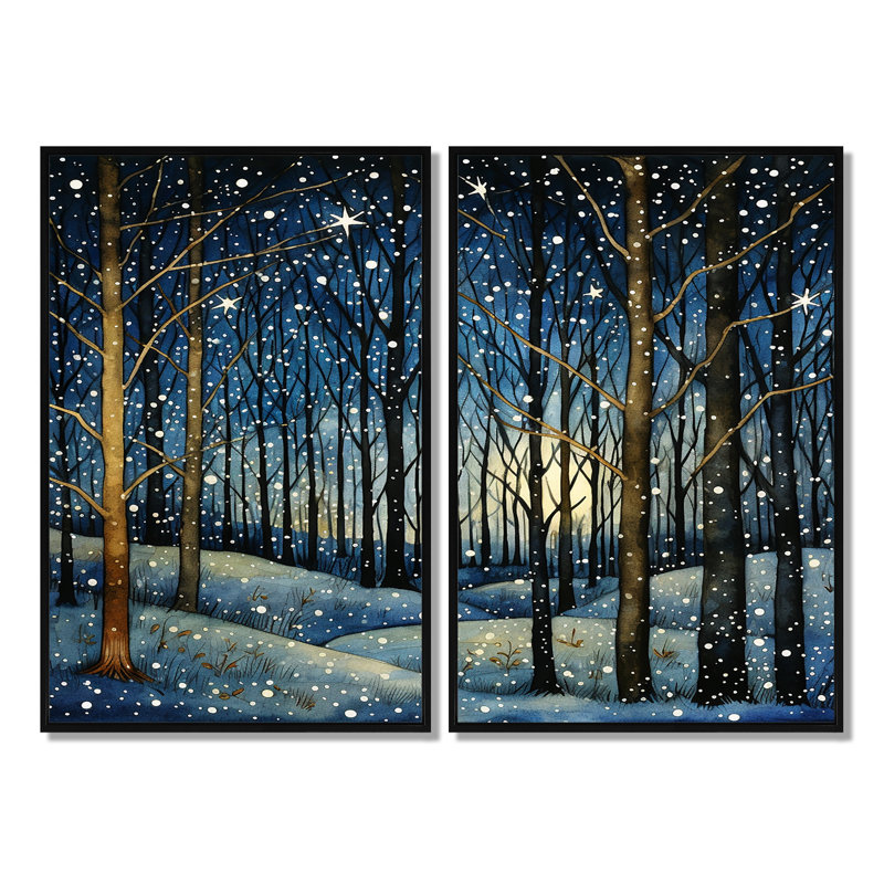 «Festive Starry Night Winter Winter», grands fruits, impressions sur toile, Noir, H 36 po x l 48 po