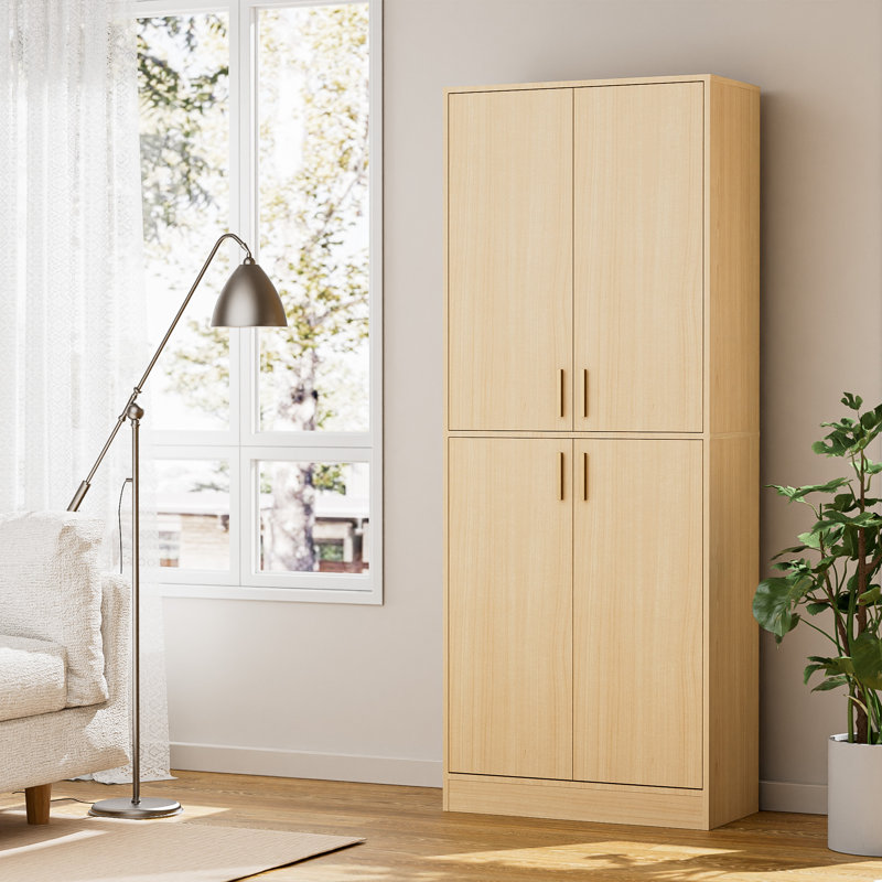 Boscombe 71" H Kitchen Pantry Cabinet with 4 Doors and 2 Adjustable Shelves, Classic Kitchen Storage Cabinet for Dining Room, Living Room