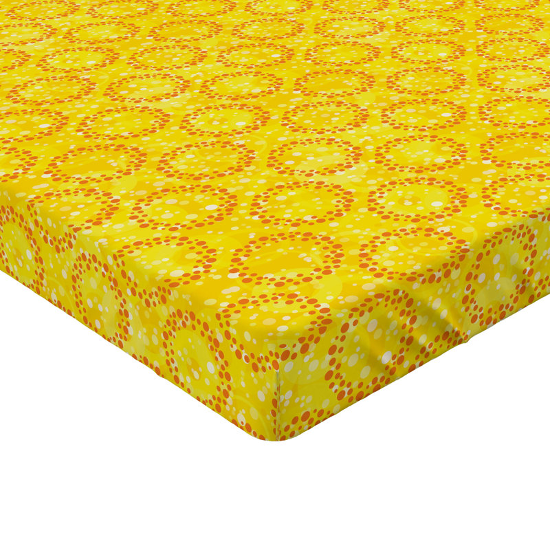 Ensemble de 2 draps-housses Ambesonne, Drap-housse de taille simple, Jaune, orange foncé / géométrique