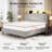 Upholstered Platform Bed With Wingback Headboard,  Bed Frame With Led Lights & Charging Station, Gray-752900946-752900947
