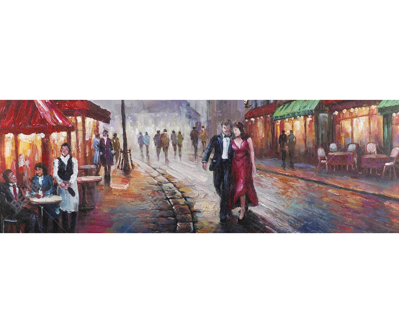 "Couple habillé" sur toile, H 16 po x l 48 po