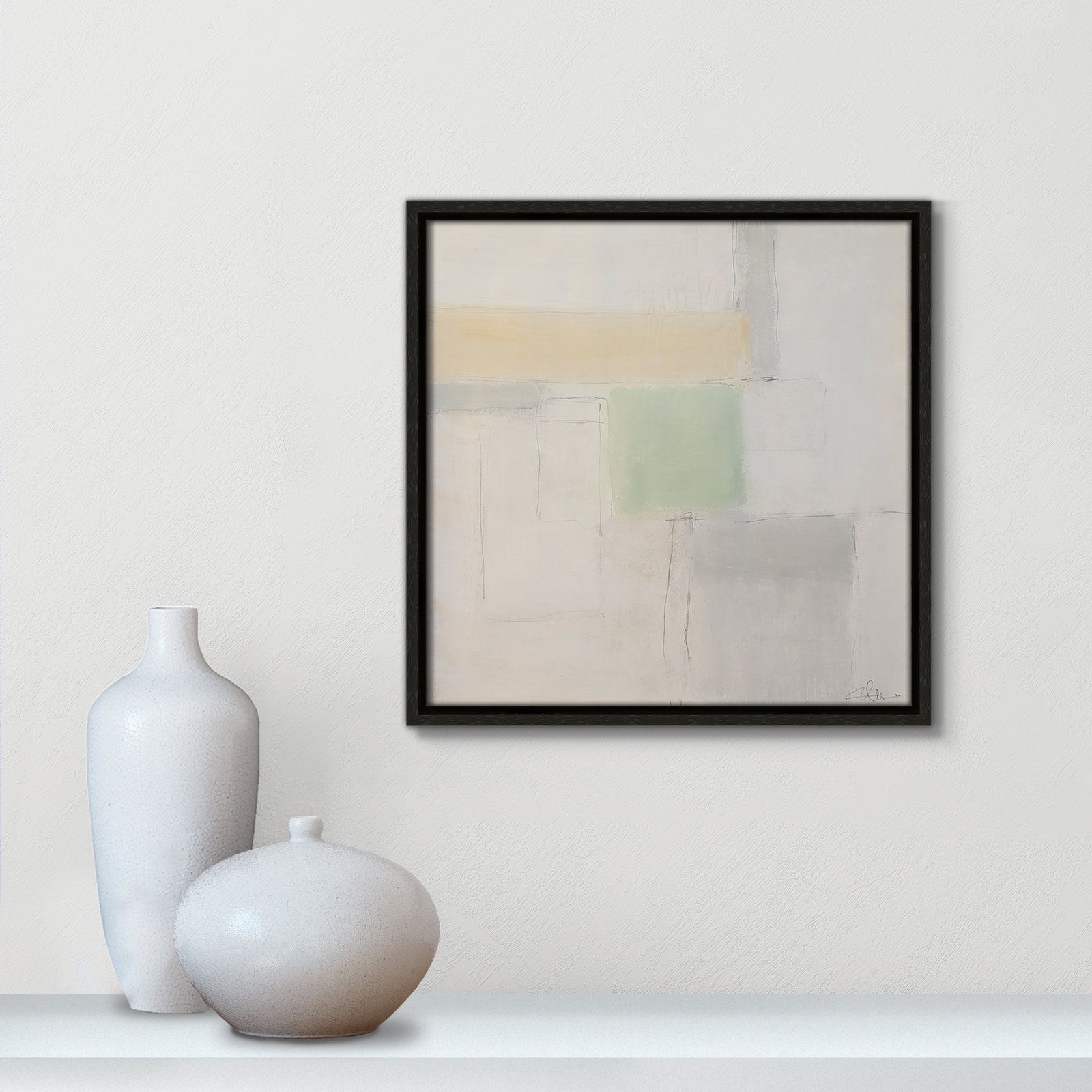 Powder Room Whispers-I by - Floater Frame Print on Canvas, Espresso Framed, 13.5" H x 13.5" W x 2" D