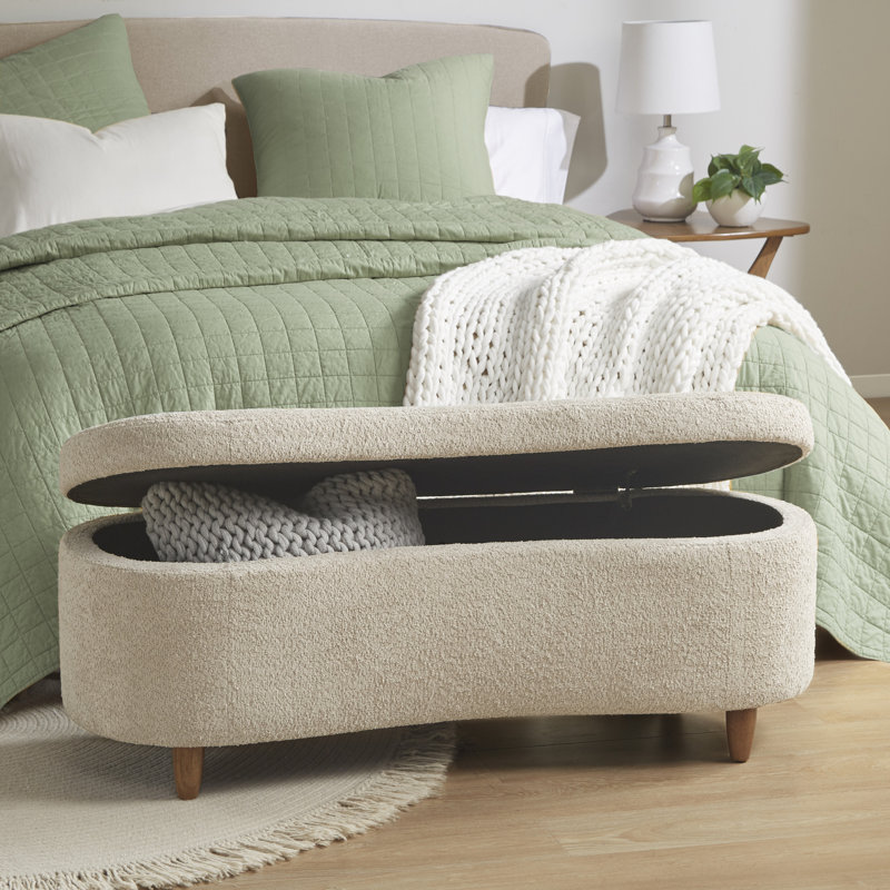 Banc de rangement courbé taupe Bailey, Beige
