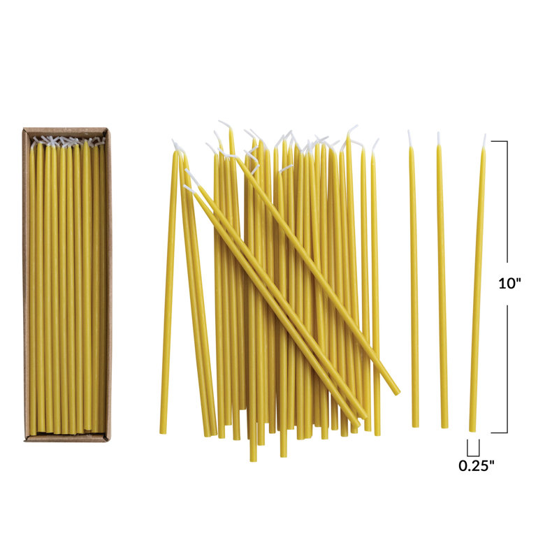 Bougies fines non parfumées en boîte, Chartreuse, 10" L x 0.5" W