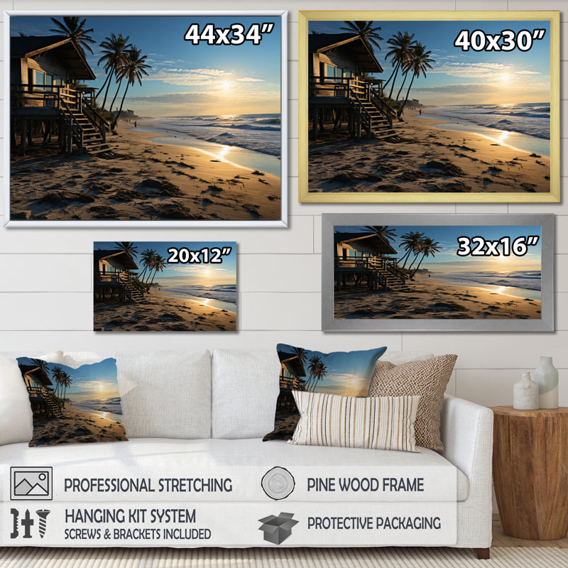 «Alicano Beach Tropical Vibes III», reproduction sur toile, H 24 po x l 32 po, Cadre flottant noir