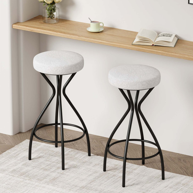 Ensemble de 2 tabourets de bar 29 po à imprimé floral avec repose-pieds