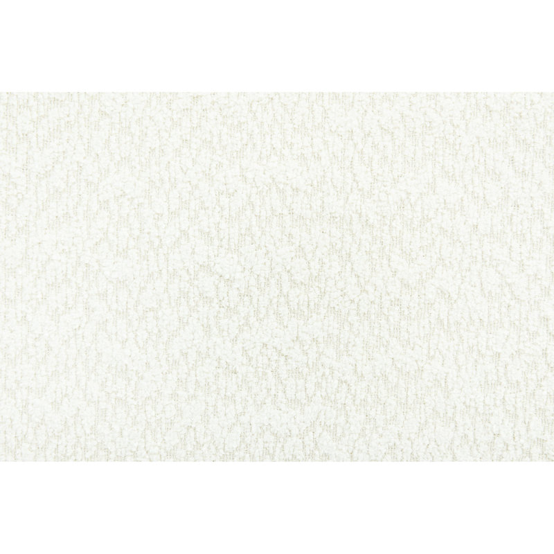 Lit très grand contemporain avec revêtement blanc bouclé, pieds en bois d'hévéa, support durable en tissu de bois d'ingénierie, pieds naturels pour plus de stabilité