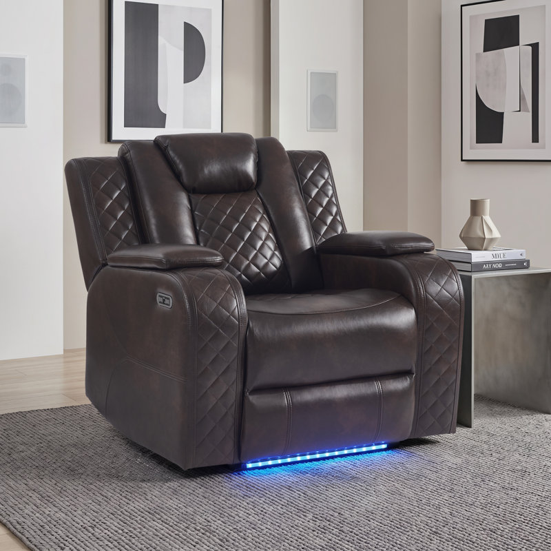 Fauteuil inclinable en similicuir de 38 po de largeur Lamica, Brun