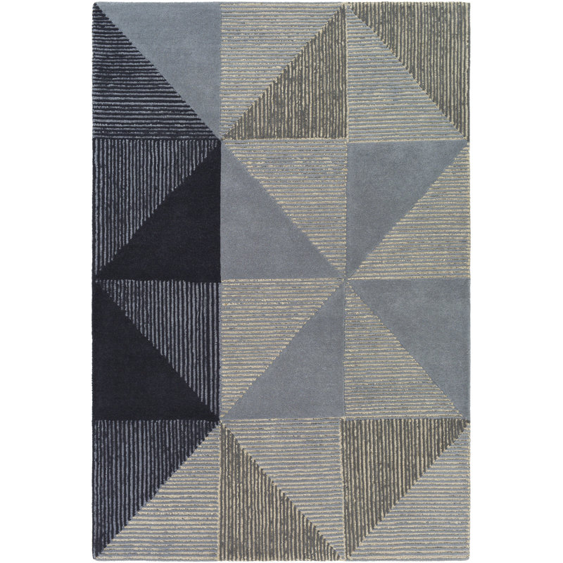 Kennedy Wool Geometric Area Rug in Beige, Rectangle 9' x 13'