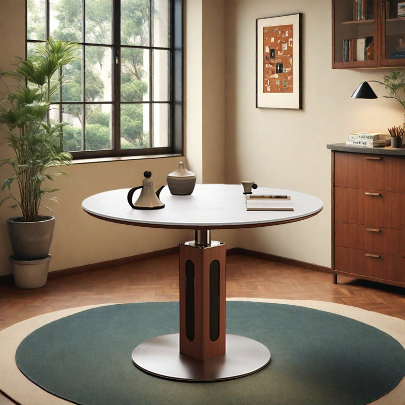 Table de salle à manger rétro, H 29,92 po x L 39,37 po x l 39,37 po, Blanc