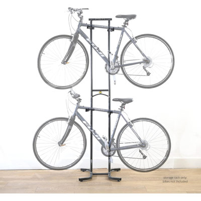 Sparehand Freestanding Dual Bike Rack - Heavy Duty Bike Storage Rack With 80 Lbs. Weight Capacity - Non-slip, Soft Plastic Padding Bicycle Rack (Pebble Silver)