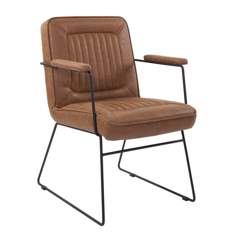 Fauteuil capitonné de 23,75 po Marrone, Similicuir sable