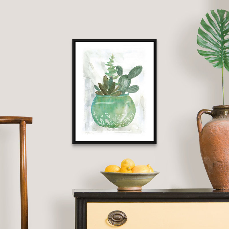 «Summer Succulent», art mural sur toile, Toile avec cadre noir, H 20 po x l 16 po x P 1,75 po