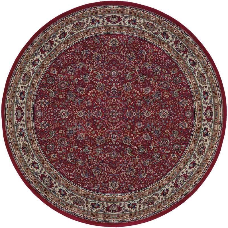 Tapis oriental rouge / ivoire Shelburne, Rond 8 pi