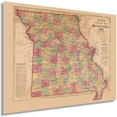 " Vintage 1861 State Of Missouri Map "