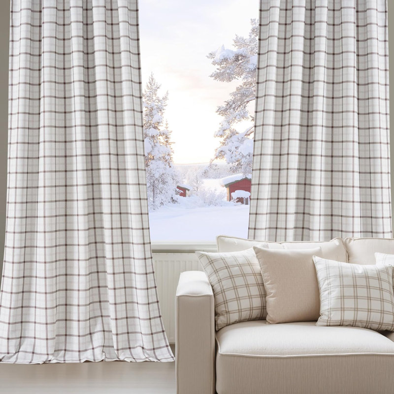 NICETOWN 2 Panels 100% Linen Blackout Plaid Curtains for Bedroom Living Room, Rustic Gingham Windowpane Drapes Thermal Insulated Privacy Rod Pocket Back Tab