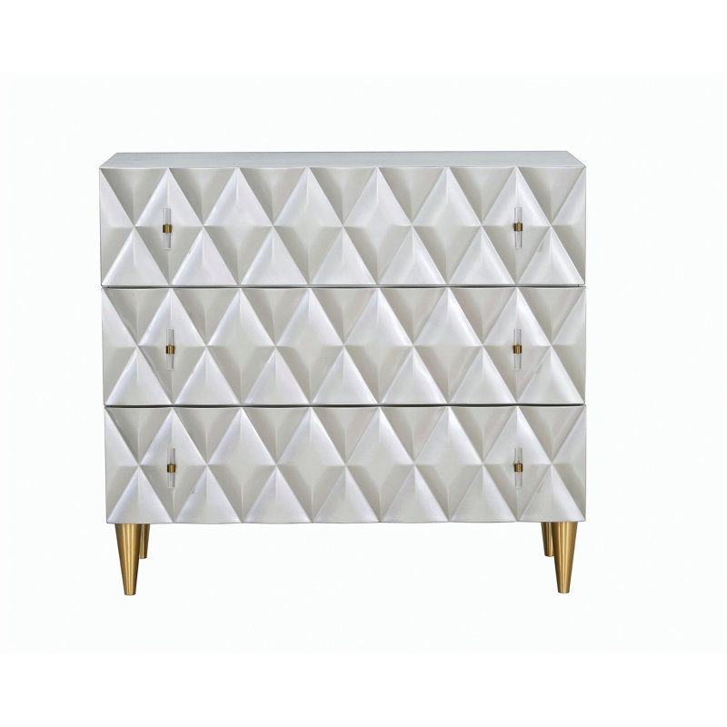 Metallic Silver and Champagne 3-Drawer Console Cabinet