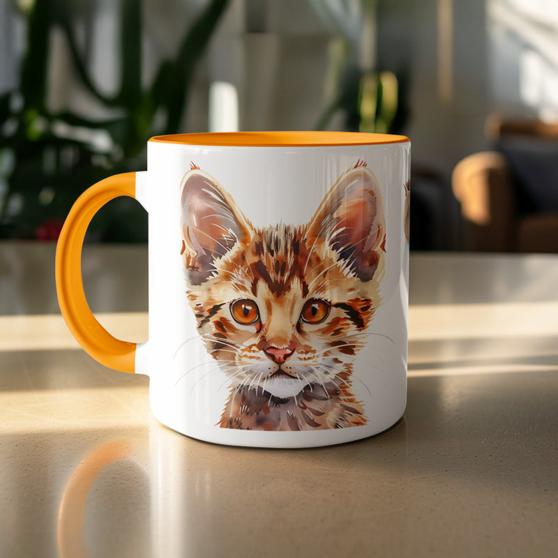 Ceramic Coffee Mug, Orange, 4