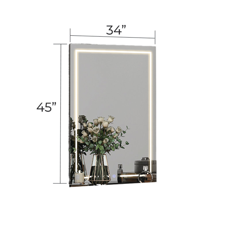 Miroir de commode illuminé sans cadre Demeshia