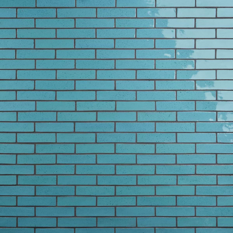 Emery Blue 2X8 Handmade Crackled Glossy Terracotta Subway Tile - Final Sale
