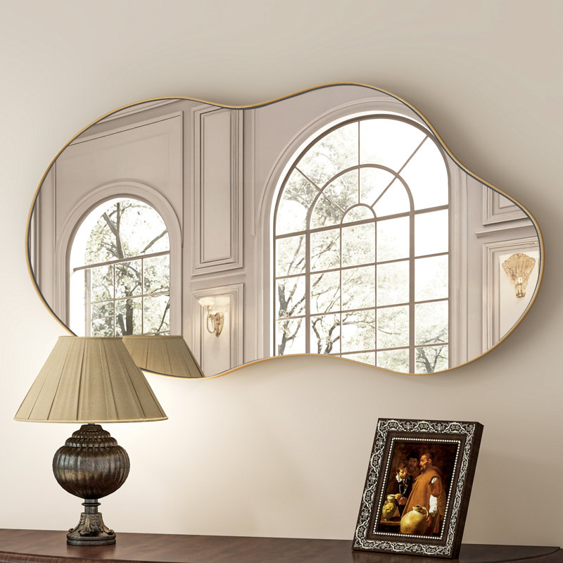 Buckwalter Asymmetrical Metal Framed Wall Accent Mirror, Brown, 111cm H x 55cm W