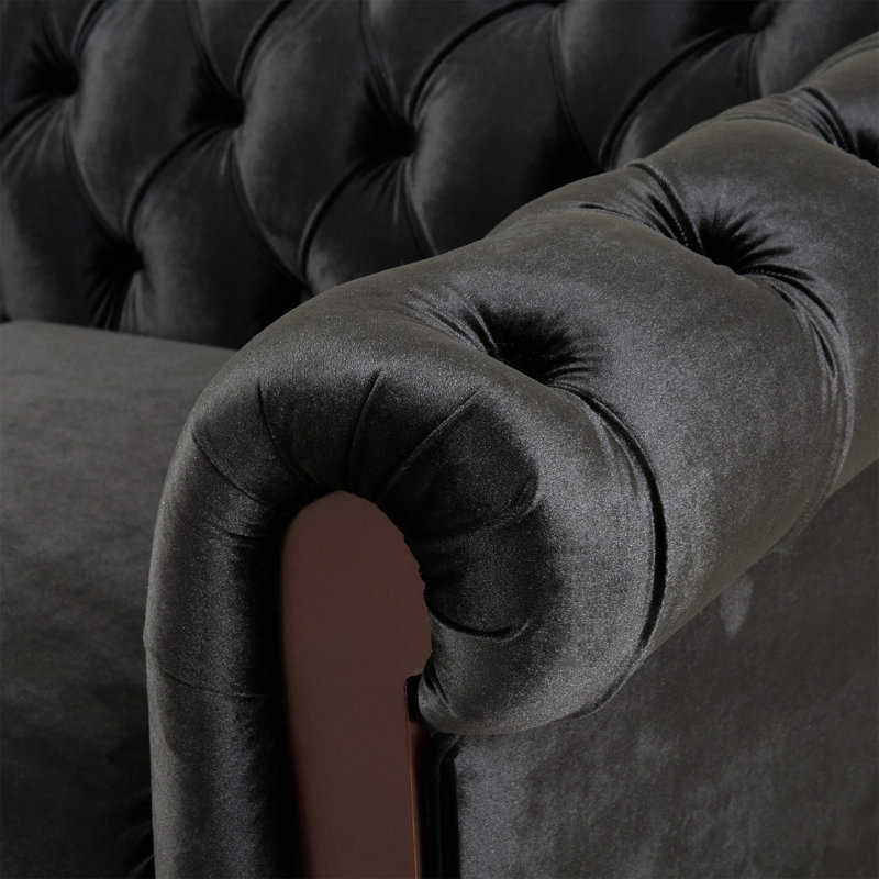 Morosini Upholstered 59.44'' Reception Loveseat, Black