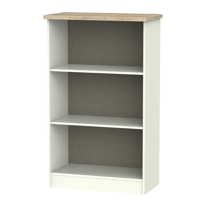 Fully Assembled Zenfield Bookcase, Porcelain Ash/Bordeaux Oak