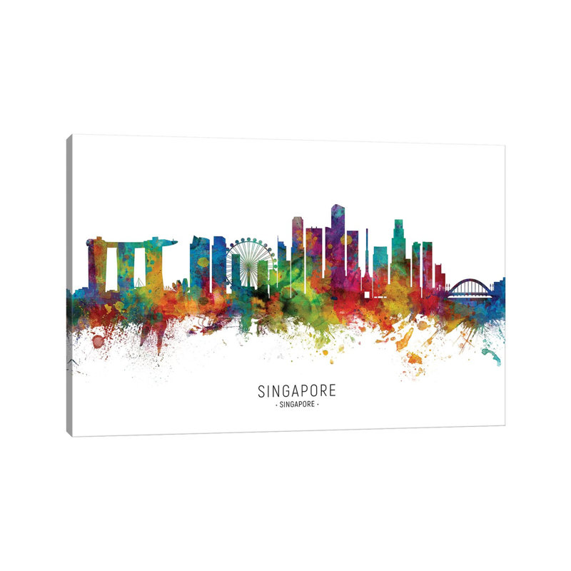 «Singapour Skyline» par Michael Tompsett, impression sur toile tendue, H 8 po x l 12 po x P 0,75 po