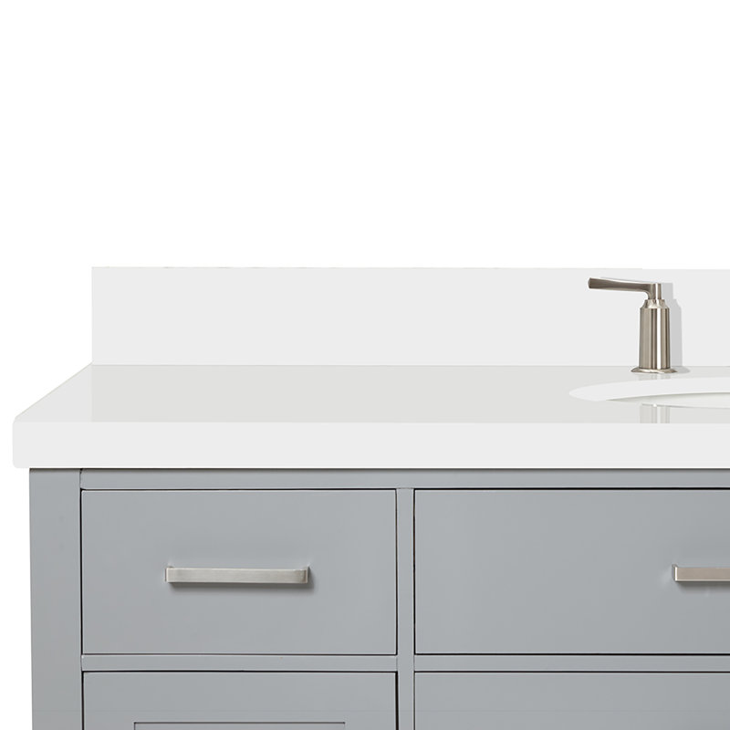 Meuble-lavabo simple 54 po avec plateau en quartz blanc Macnair, gris