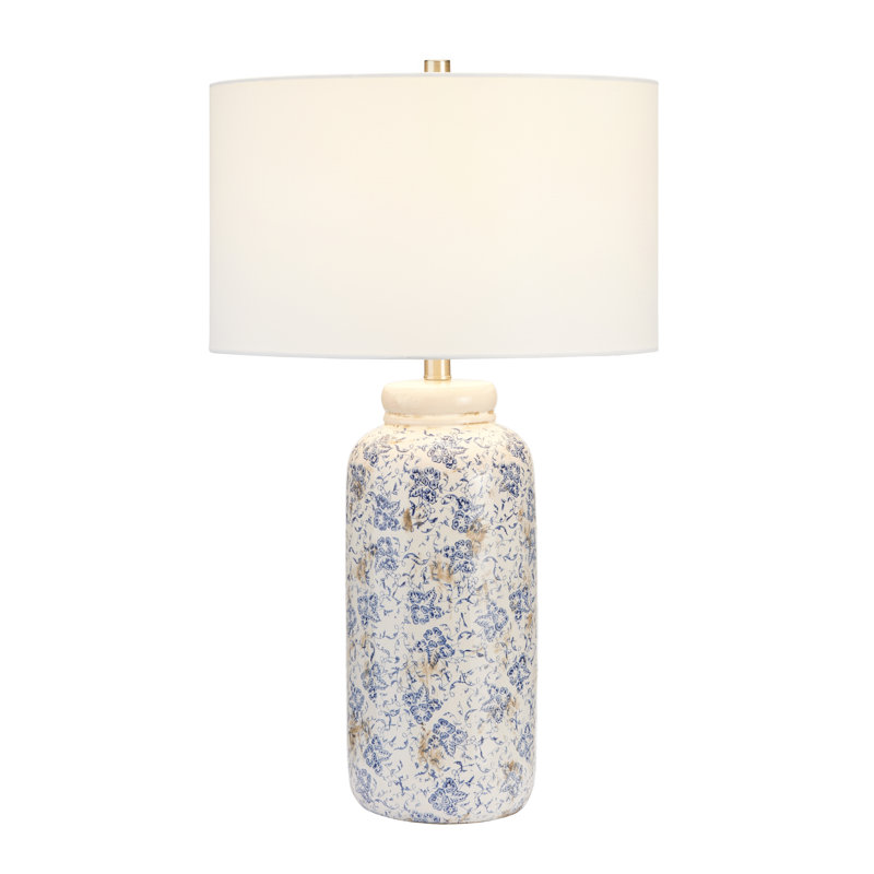 27.75" Ceramic Table Lamp With White Shade