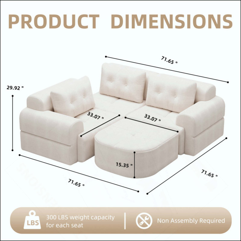 Canapé modulaire Boneless, Blanc