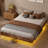 Cowen Floating Bed Frame with LED Lights Metal Slats Underbed Storage Space No Box Spring-76432950-133985342