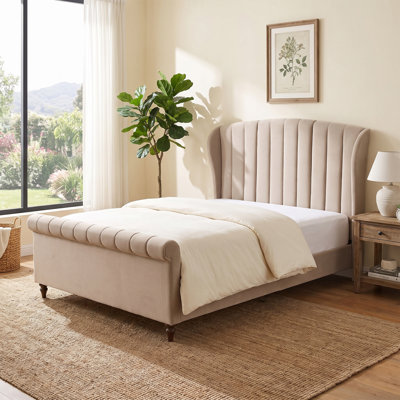 Lit capitonné arqué Modern, grand, velours taupe