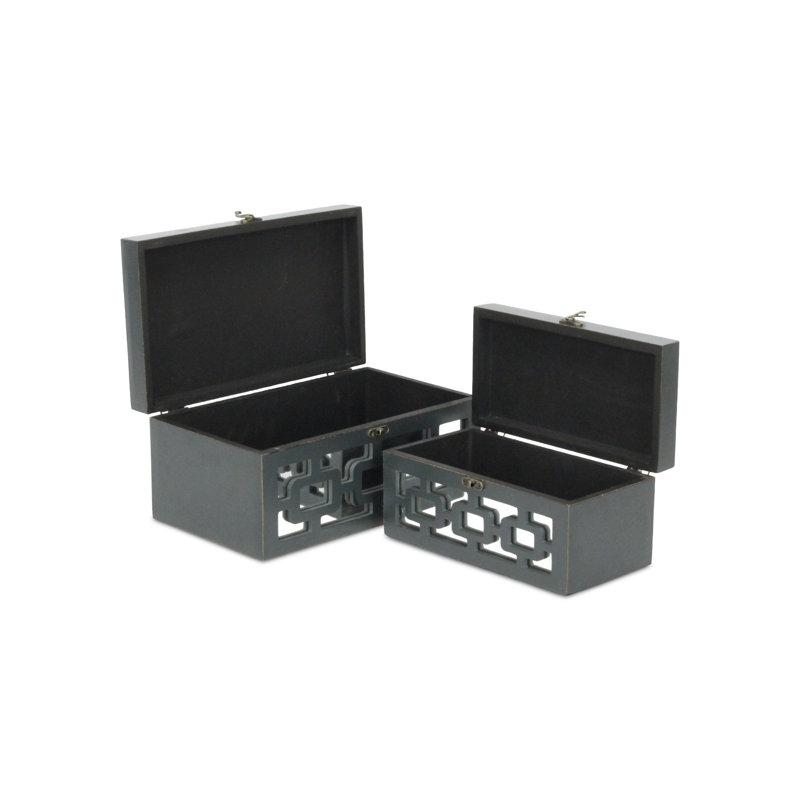 Dark Gray Geometric Pattern Decorative Box Set