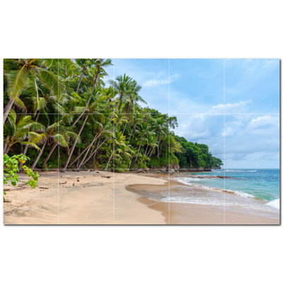 Beach Photo 8 in. x 8 in. Ceramic Decorative Mural