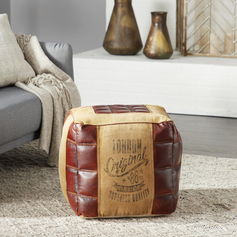 Pouf en toile avec étoiles, Brun