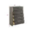Commode de rangement moderne à finition grise 1pc avec meubles de chambre à coucher en bois 5X tiroirs-2014894745