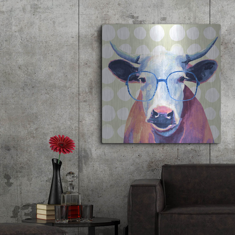 "Bespectacled Bovine II" par Victoria Borges sur, H 36 po x l 36 po