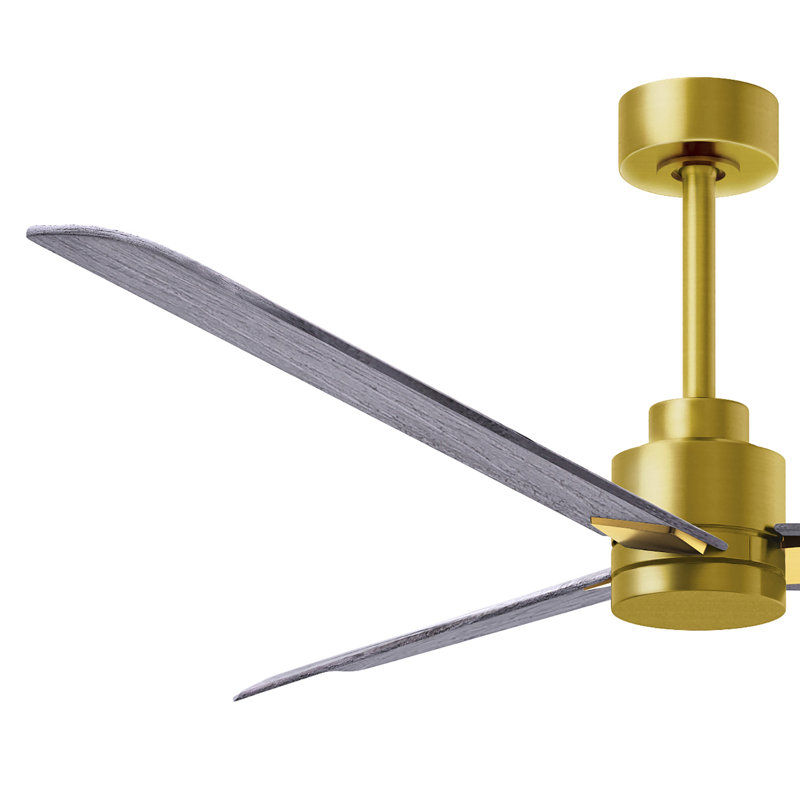 Alessandra Outdoor Downrod Ceiling Fan, Barn Wood Tone, Brushed Brass