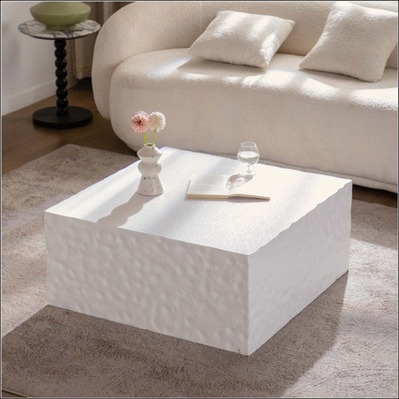 Table basse carrée Table basse moderne pas besoin d'assemblage pour le salon, Blanc