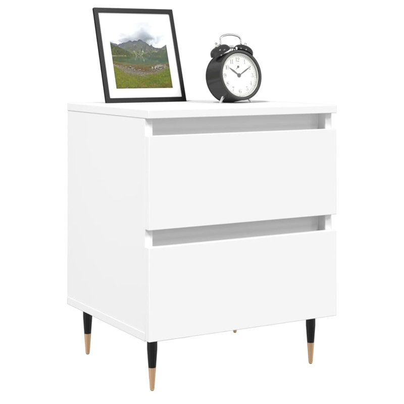Solley 40 cm W Iron Bedside Table, White, Individual
