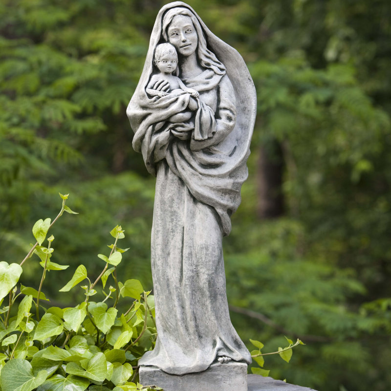 Standing Madonna and Child Statue, Copper Bronze
