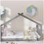 Lit double en bois, gris
